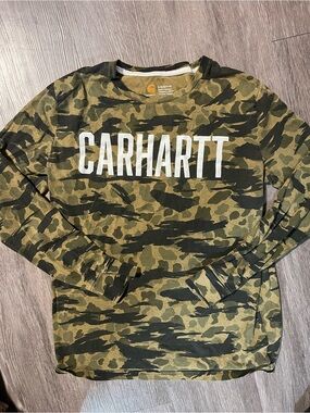 Carhartt Olive & Dark Green Camo Logo Long Sleeve Shirt